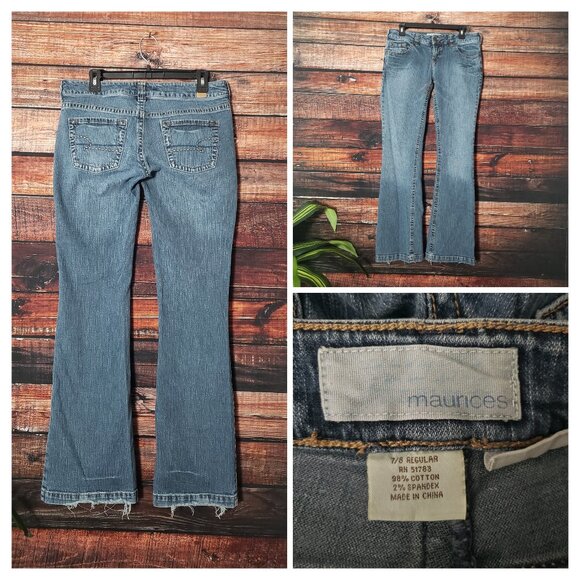 Maurices Denim - Maurices Womens Size 7/8 Jacie Flare Low. Rise Denim Blue Jeans